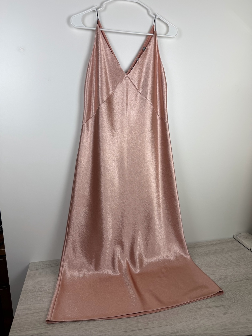 Vince V-Neck Bias Cut Midi Dress – Blush Pink | Size Small - Picture 3 of 16